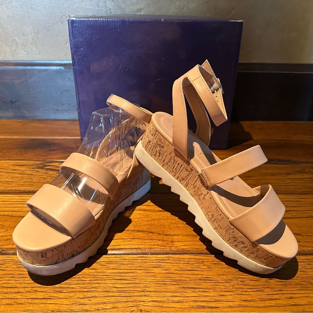 Madden Girl "Steady" Nude Strappy Platform Sandals